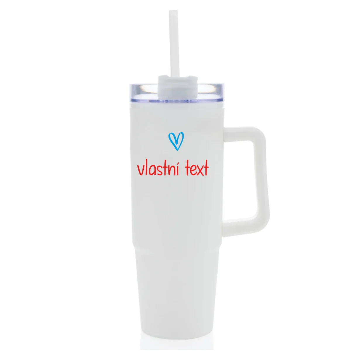 Vlastní text na termosku s průhledným víčkem