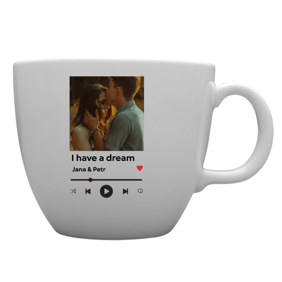 Personalizovaný MEGA XXL keramický hrnek 1000 ml s vlastním odkazem na oblíbenou písničku