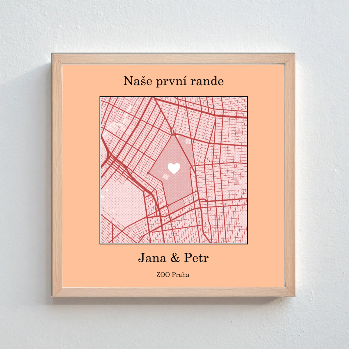 Personalizovaný plakát v rámu - čtverec 20x20 - mapa