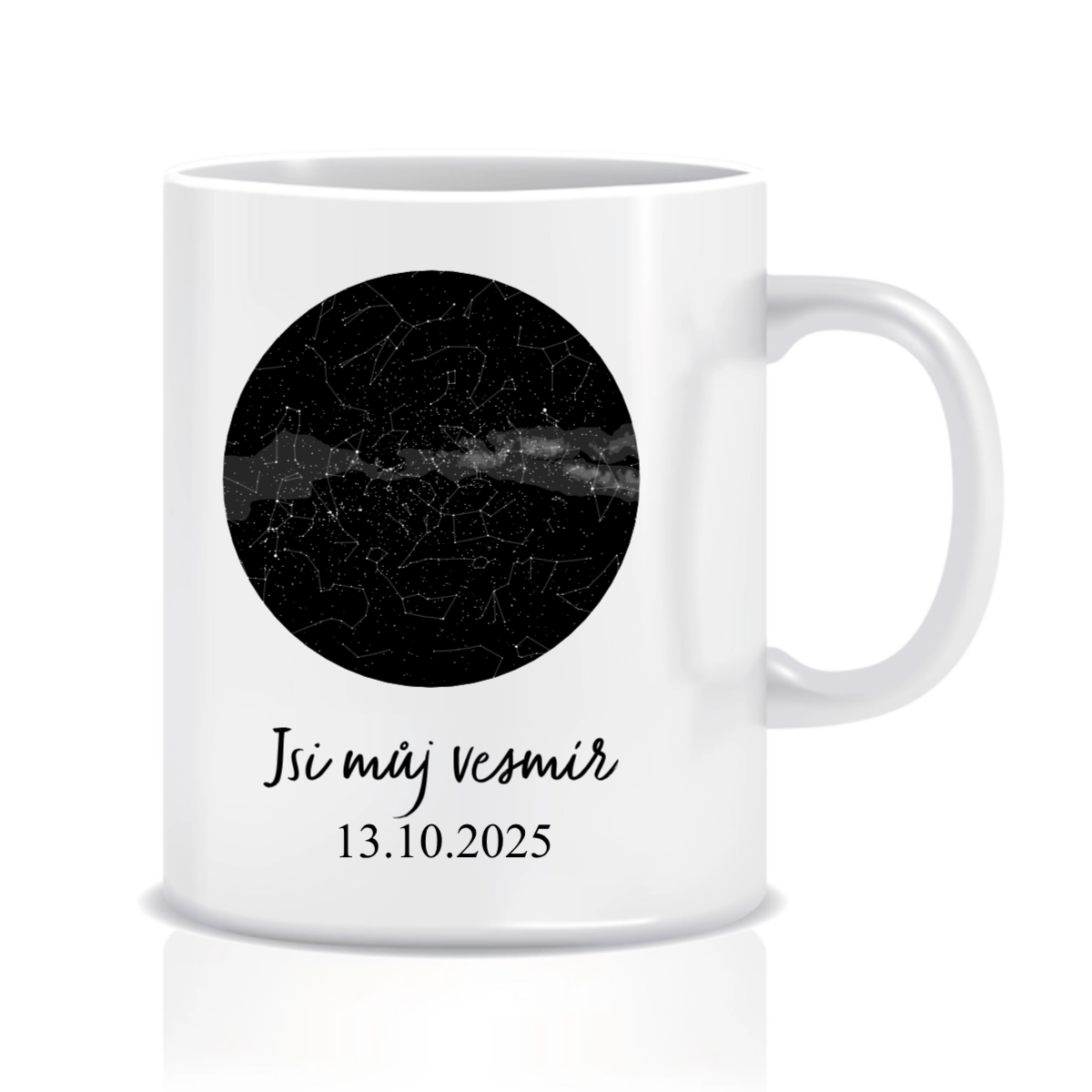Levně Personalizovaný klasický bílý hrníček s hvězdnou mapou 300 ml