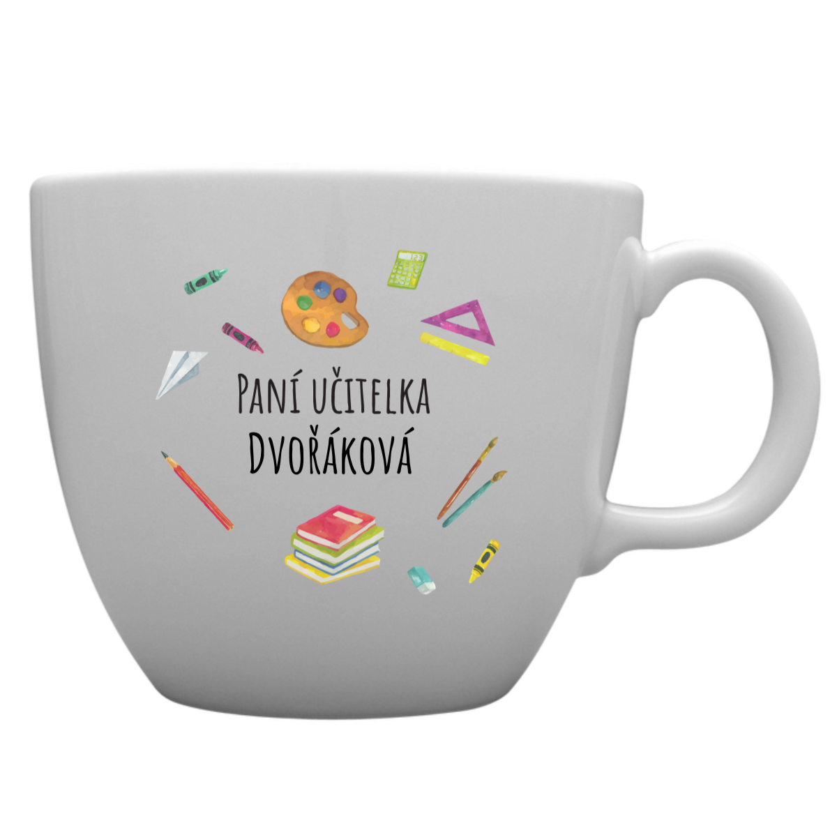 Personalizovaný MEGA XXL keramický hrnek 1000 ml pro paní učitelku/pana učitele (pomůcky)