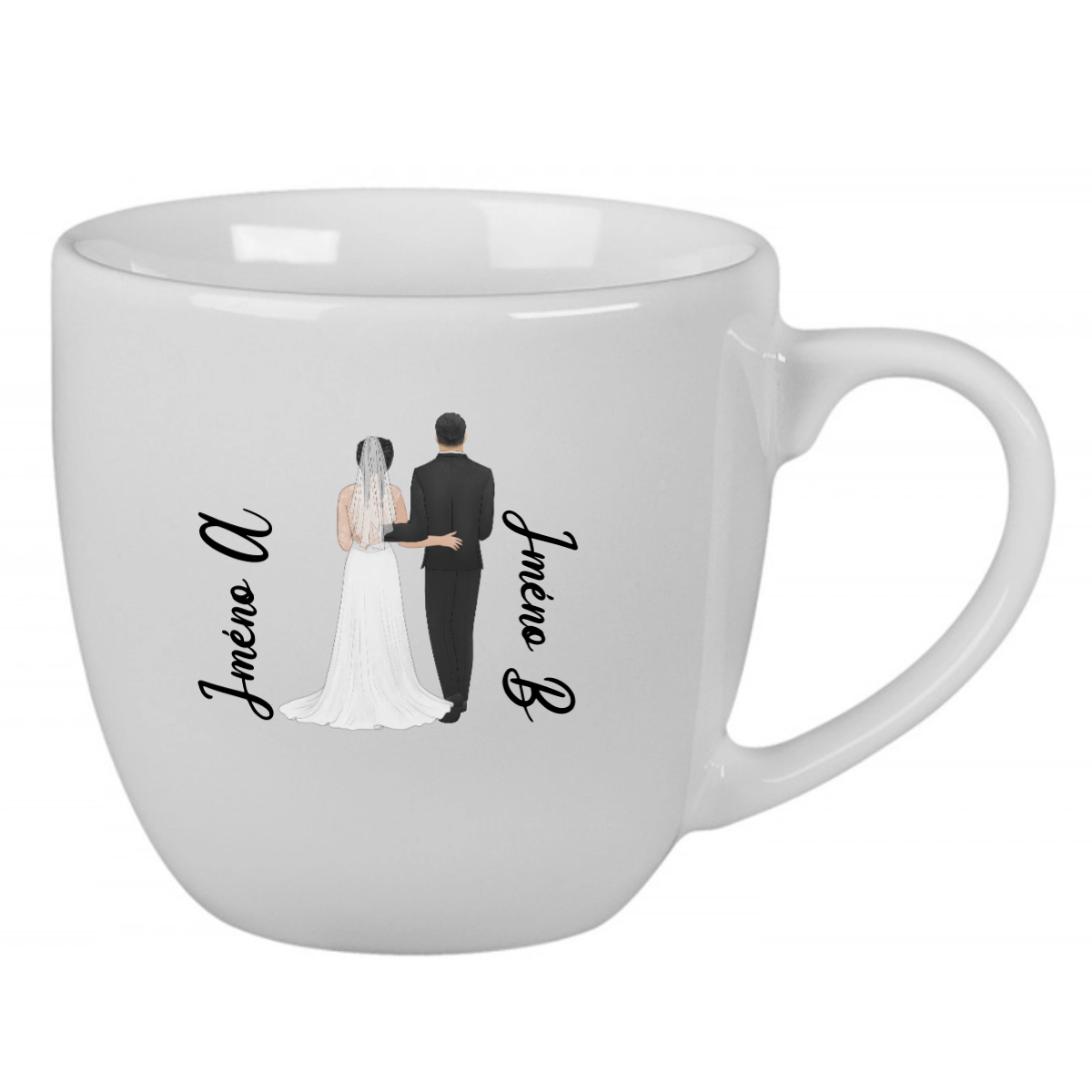 Personalizovaný keramický hrnek 400 ml s novomanželským párem