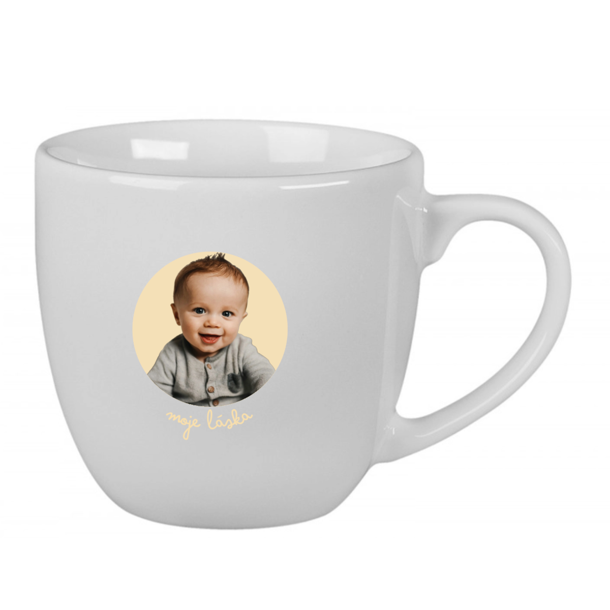 Personalizovaný keramický hrnek 400 ml s výřezem fotky na podkladu (obrázek 4)