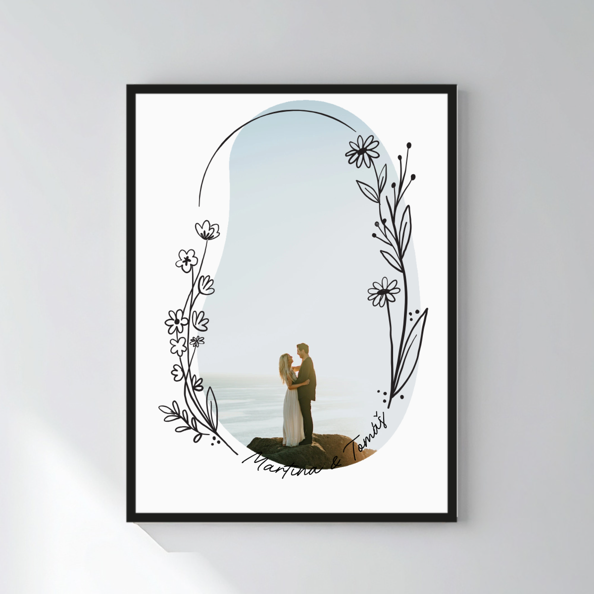 Personalizovaný magický fotoobraz v rámu - 30x40 - květinové ohraničení (obrázek 5)