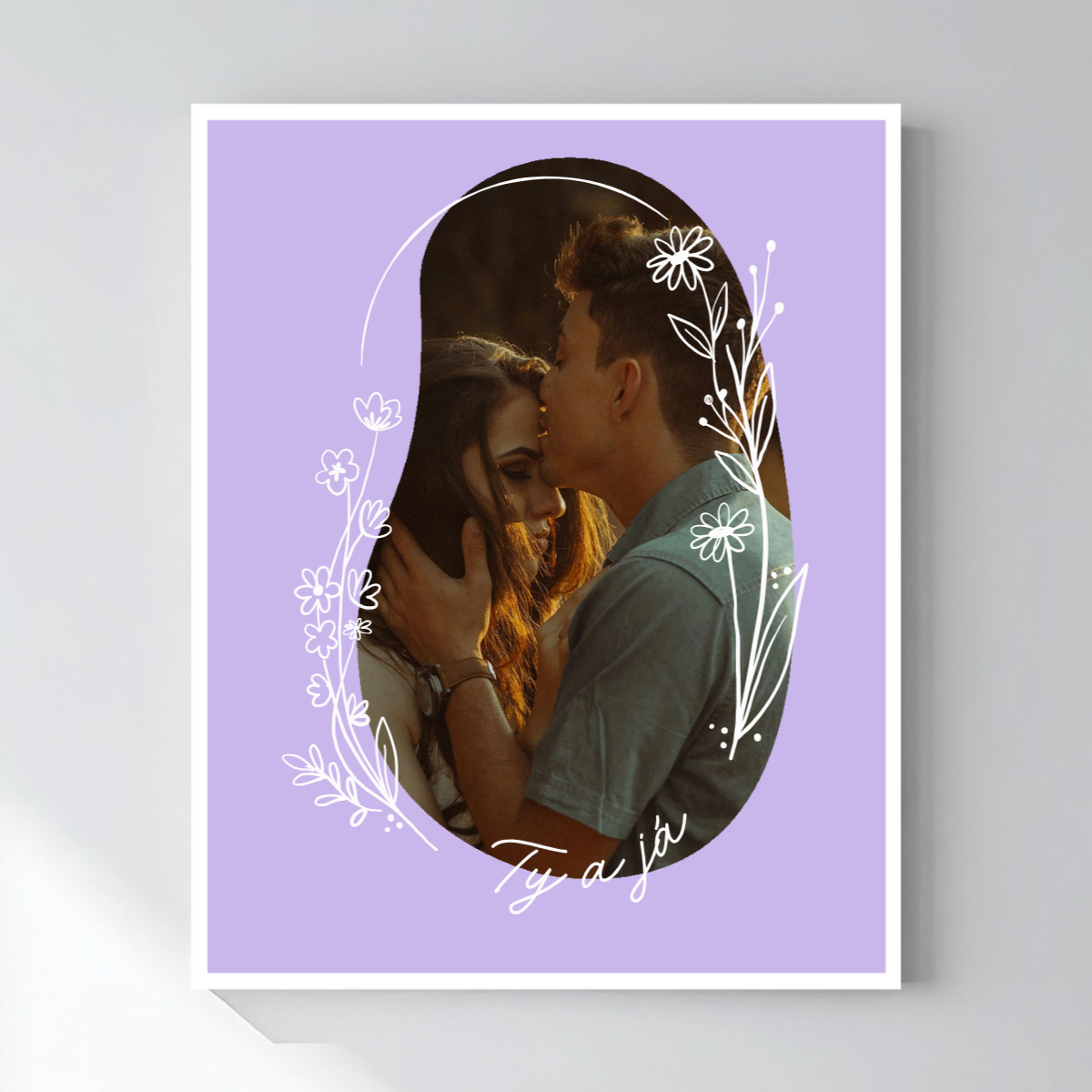 Personalizovaný magický fotoobraz v rámu - 40x50 - květinové ohraničení