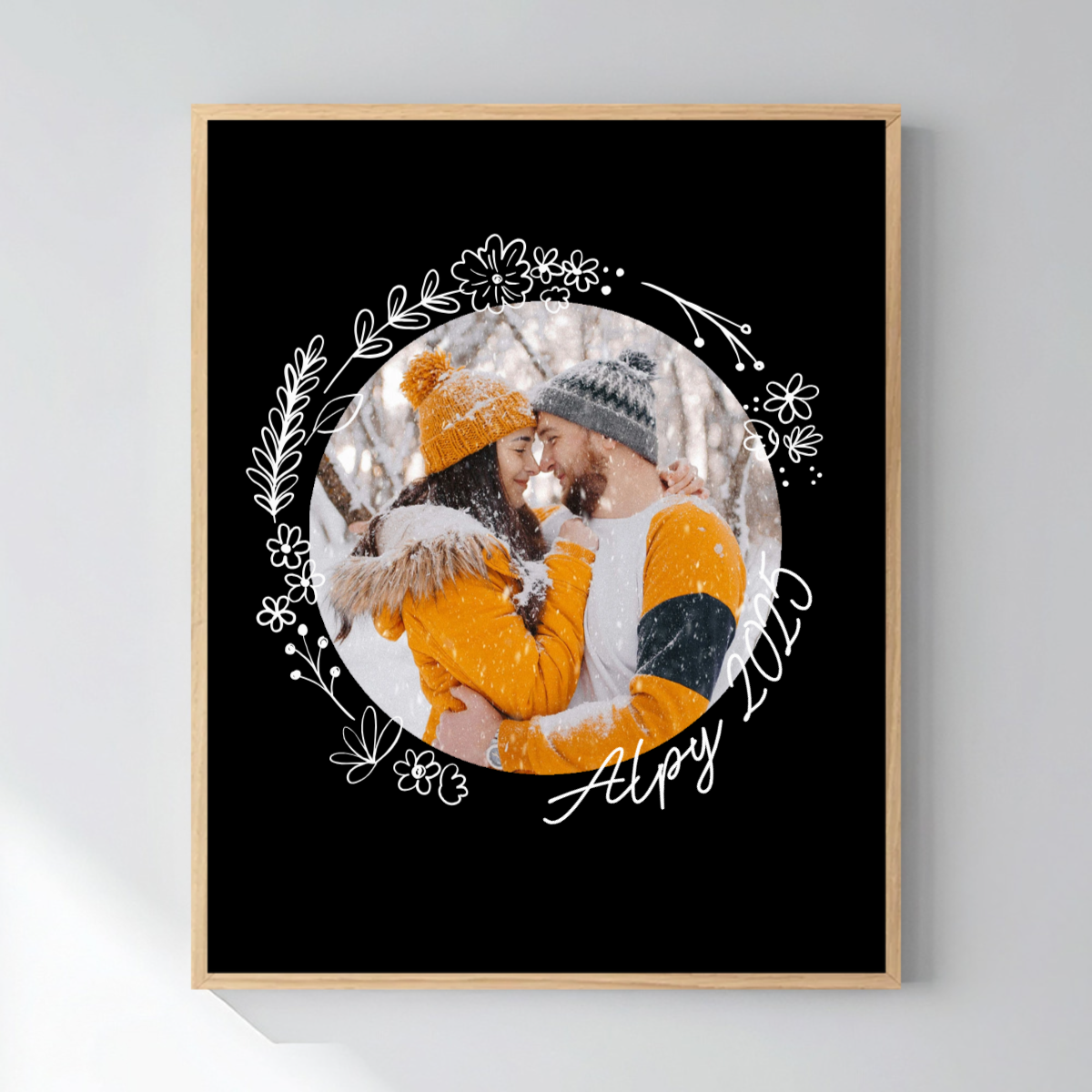 Personalizovaný magický fotoobraz v rámu - 40x50 - květinové ohraničení (obrázek 3)