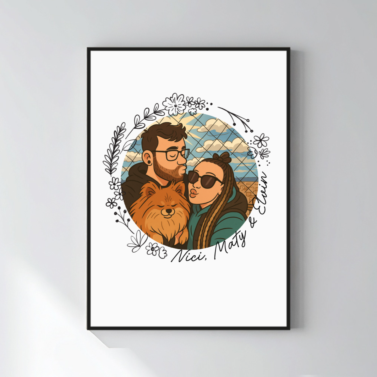 Personalizovaný magický fotoobraz v rámu - 50x70- květinové ohraničení