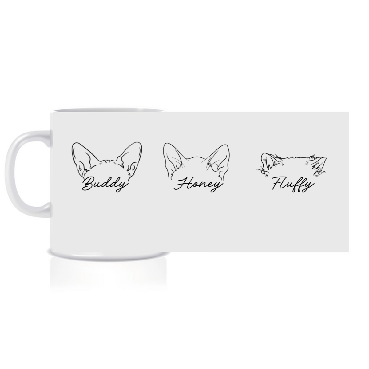 Personalizovaný klasický bílý keramický hrníček 300 ml se zvířecími oušky (obrázek 3)