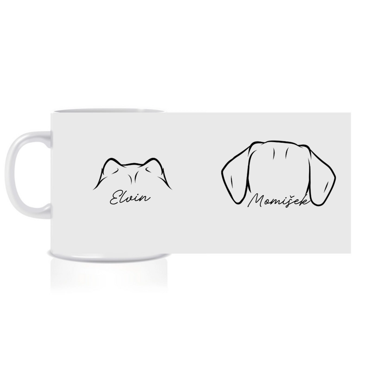 Personalizovaný klasický bílý keramický hrníček 300 ml se zvířecími oušky (obrázek 5)