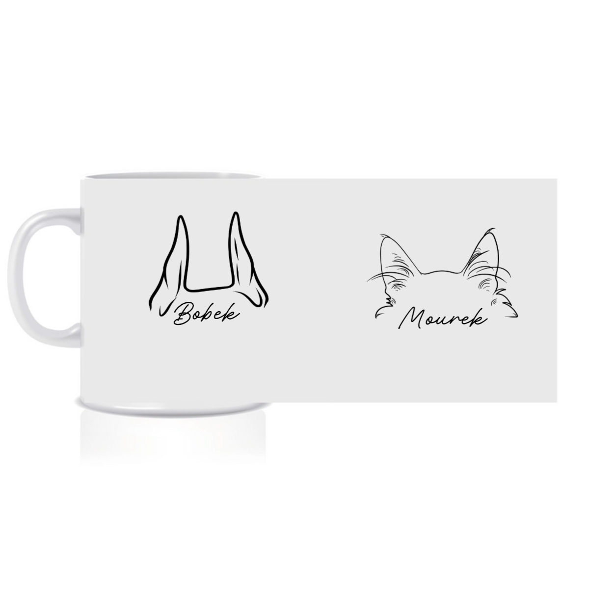Personalizovaný klasický bílý keramický hrníček 300 ml se zvířecími oušky (obrázek 6)