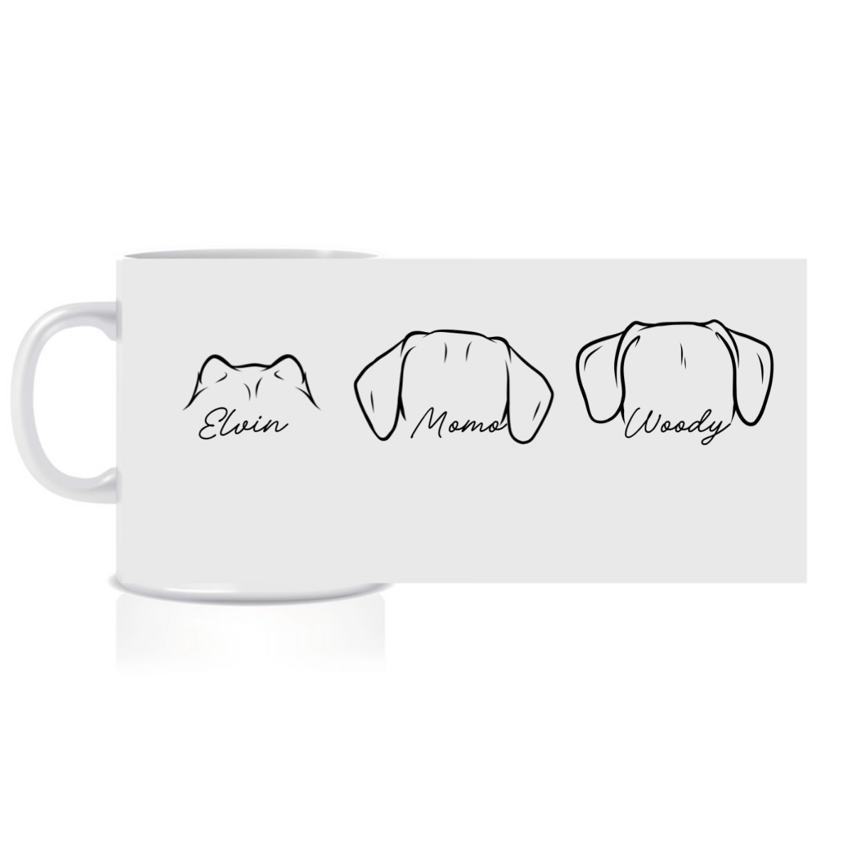 Personalizovaný klasický bílý keramický hrníček 300 ml se zvířecími oušky