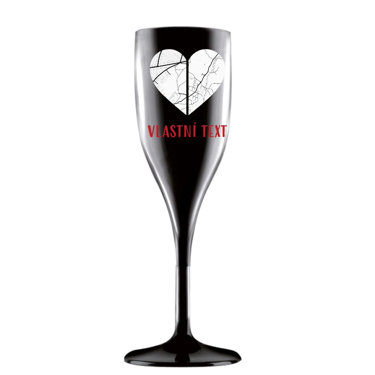 Personalizovaná nerozbitná prosecco sklenice - dvě mapy jako srdce (obrázek 3)