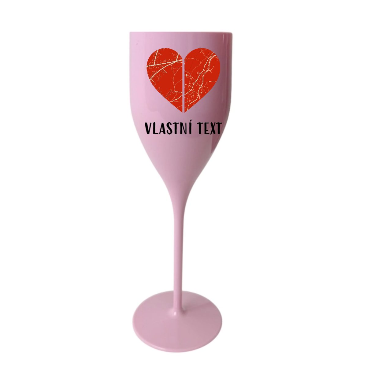 Personalizovaná nerozbitná prosecco sklenice - dvě mapy jako srdce (obrázek 4)