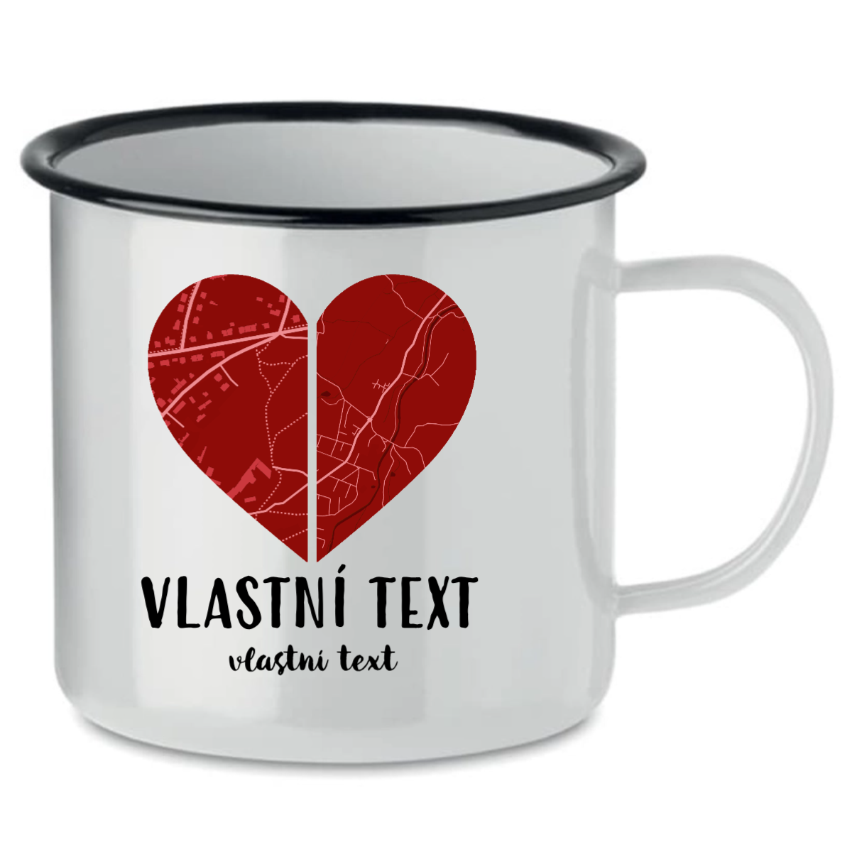 Personalizovaný retro plecháček - dvě mapy jako srdce