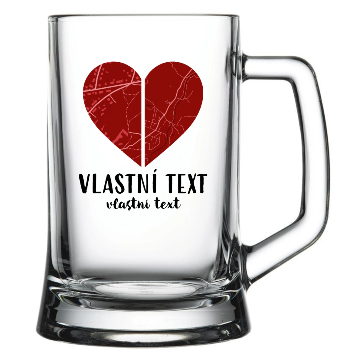 Personalizovaná pivní sklenice - dvě mapy jako srdce (obrázek 5)