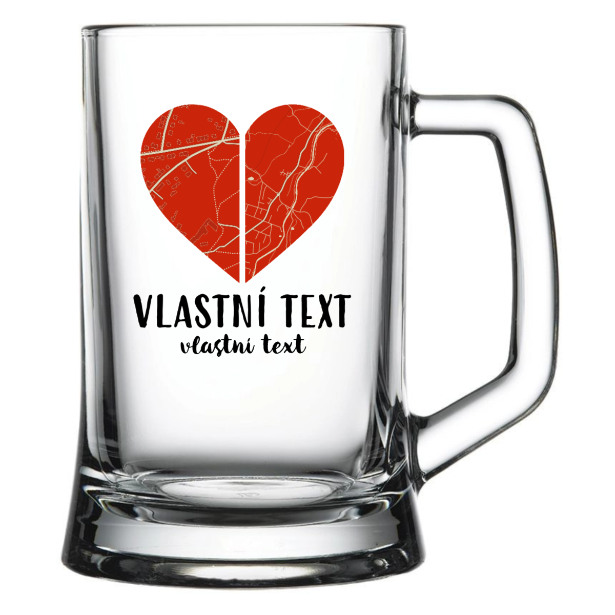 Personalizovaná pivní sklenice - dvě mapy jako srdce (obrázek 3)
