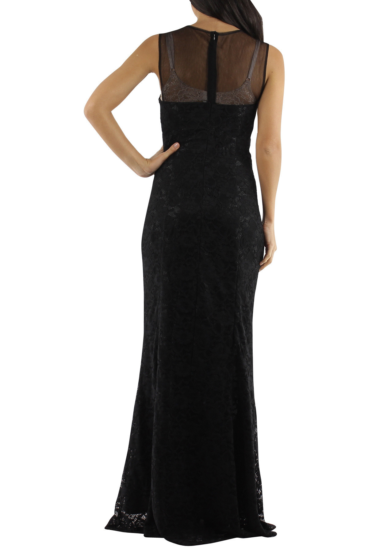 Společenské a plesové šaty krajkové dlouhé luxusní CHARM'S Paris černé - Černá / XS - CHARM'S Paris XS