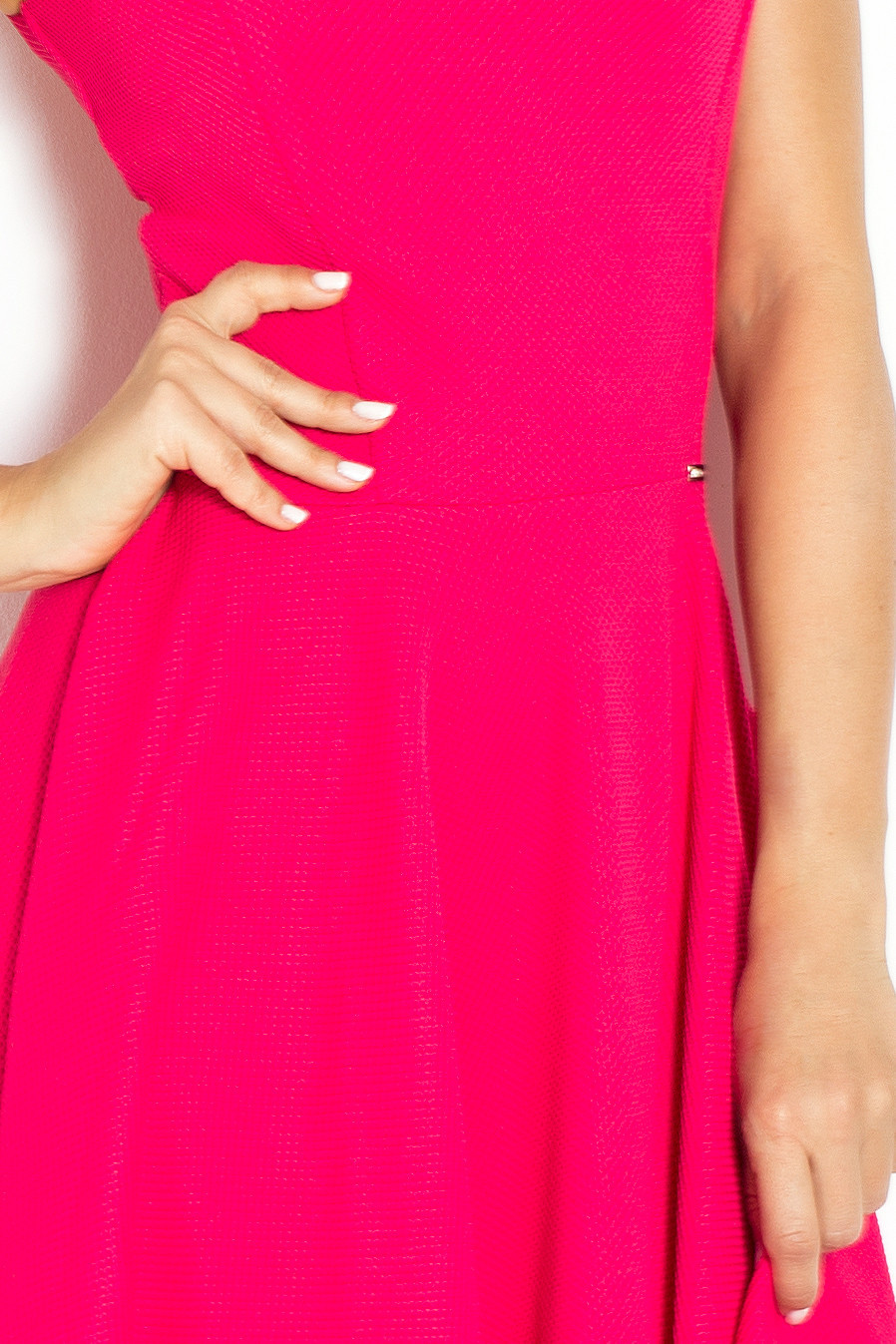 Společenské šaty luxusní s kolovou sukní středně dlouhé malinové - Malinová / S - Numoco S růžova