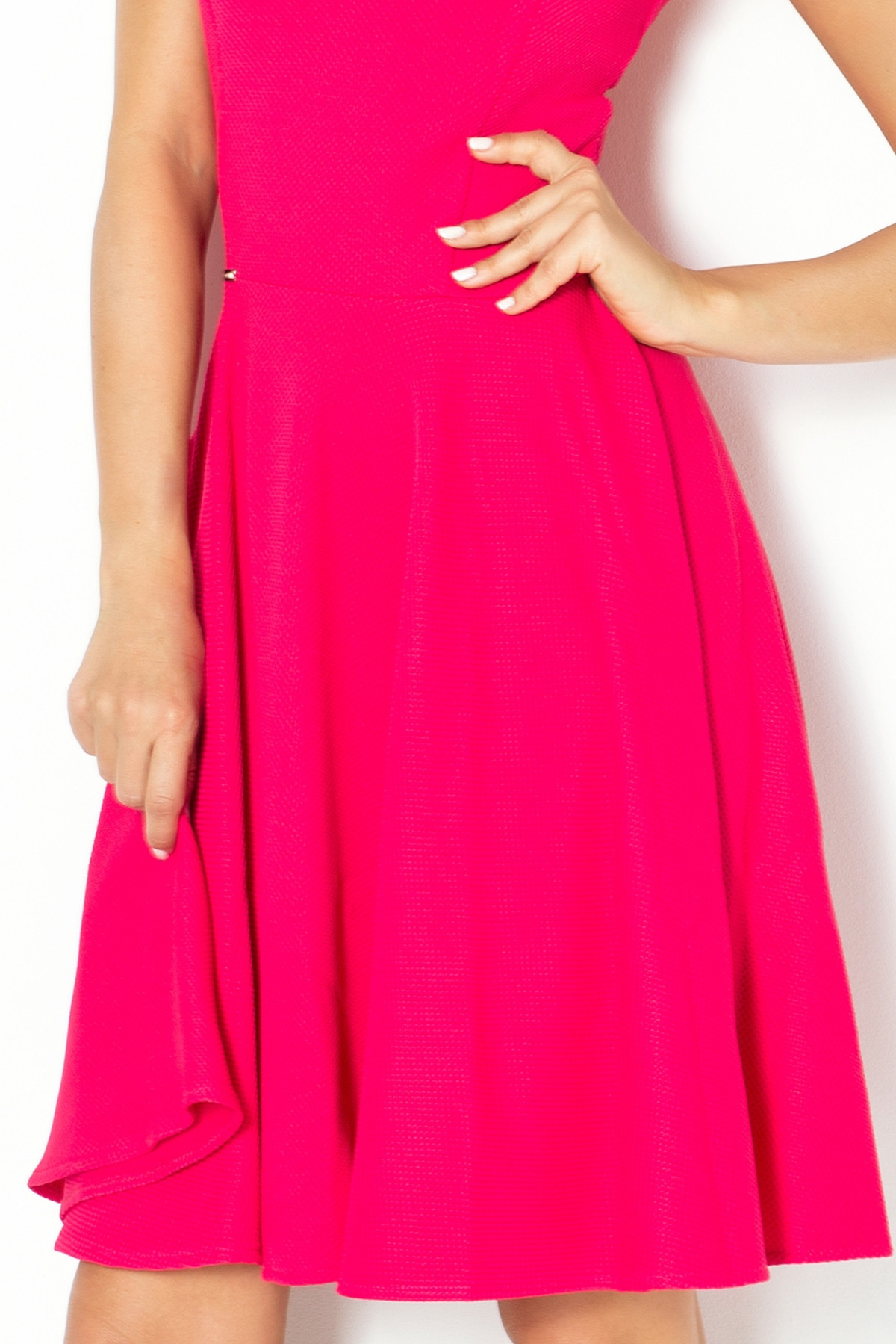 Spoločenské šaty luxusné s kolovou sukňou stredne dlhé malinové - Malinová / S - Numoco S ružová