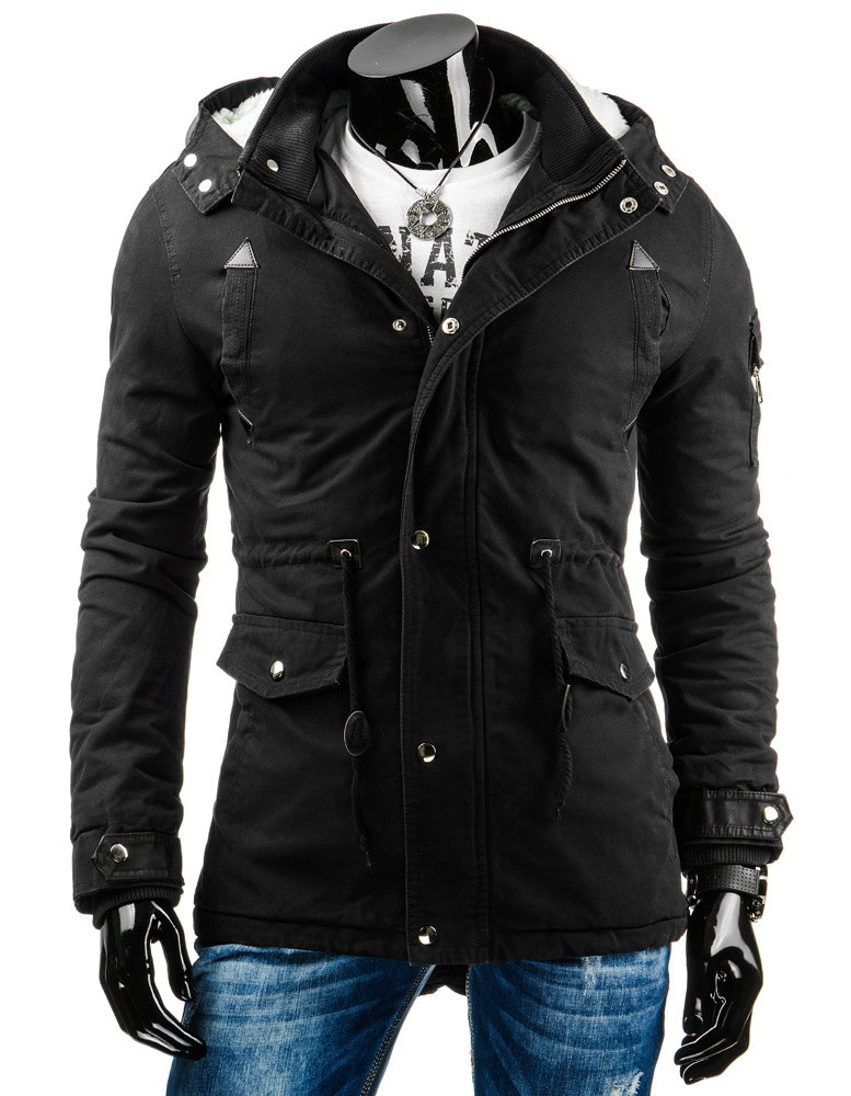 Pánska prešívaná zimná bunda s odnímateľnou kapucňou čierna - Čierna / XXL - DSTREET XXL černá