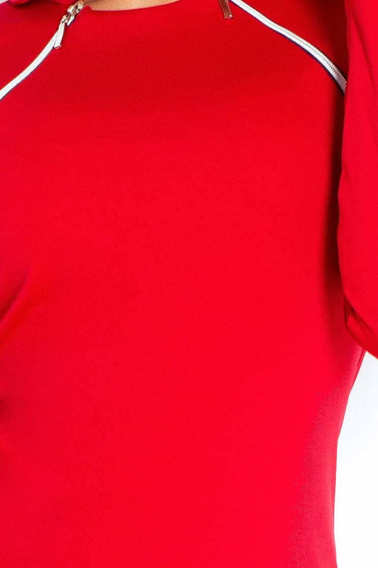 Spoločenské dámske šaty COLLAR s ozdobnými zipsami červené - Červená - Numoco XXL červená