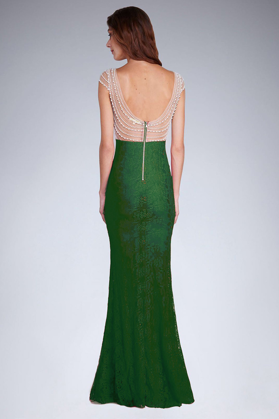 Dámské společenské šaty s a krajkou dlouhé zelené Zelená & zelená M model 15042517 - SOKY&#38;SOKA