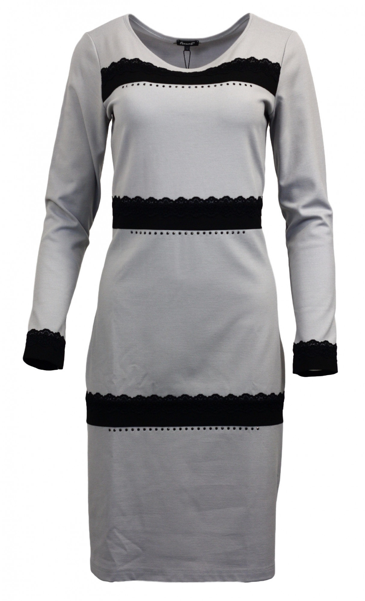 Šaty šedá s černou krajkou L model 2976686 - Favab