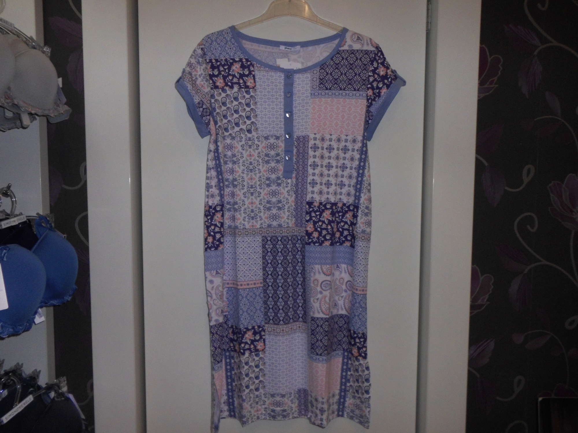 E-shop Dámska nočná košeľa 3096 -Vamp S modrá-vzor