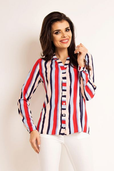 E-shop Dámska košeľa A 170 Lila Stripes - Awama M vícebarevná