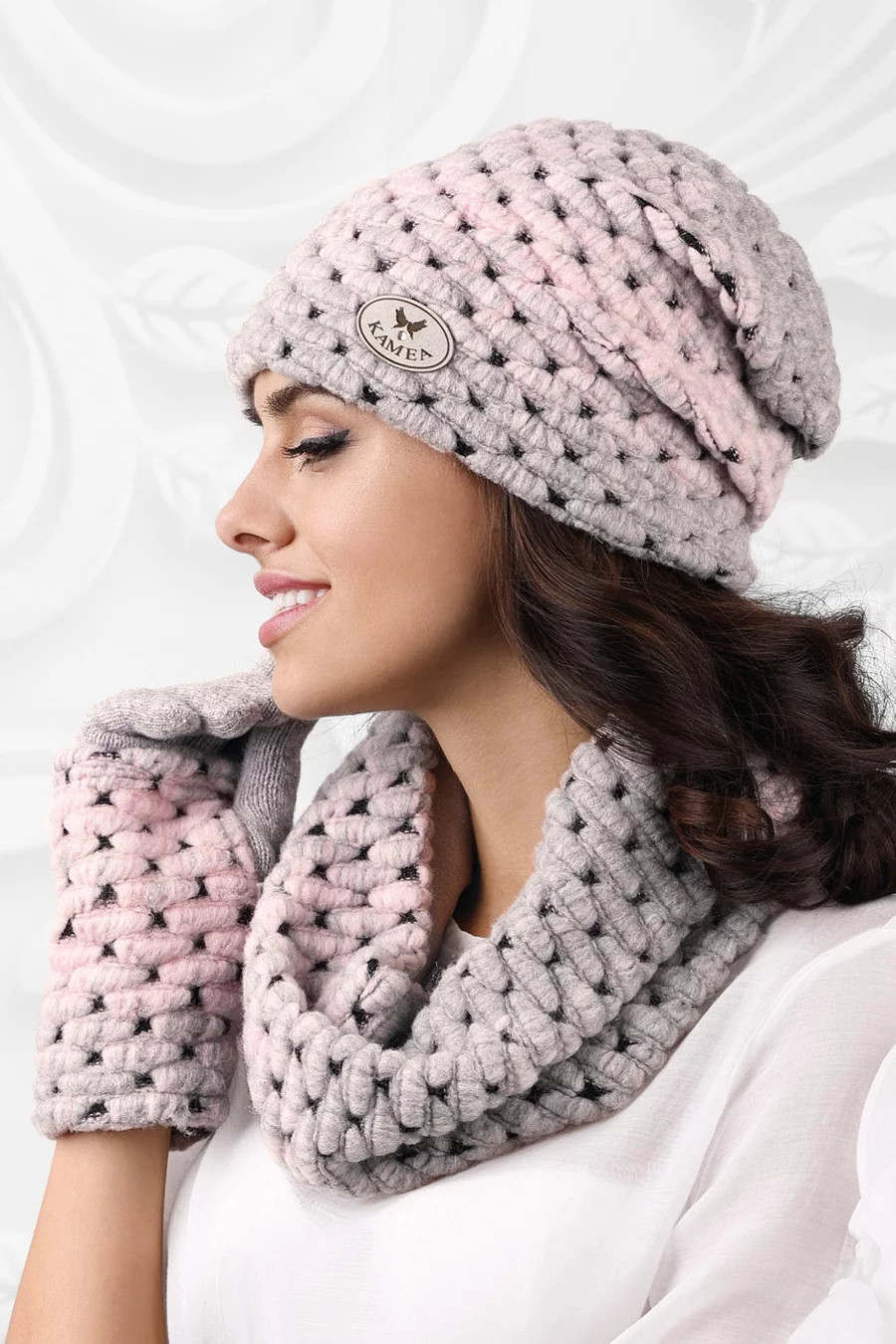Dámska čiapka ružová a sivá - Kamea UNI šedá