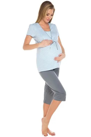Dámské těhotenské a kojící pyžamo model 18411378 - Italian Fashion Velikost: L, Barvy: modro-šedá
