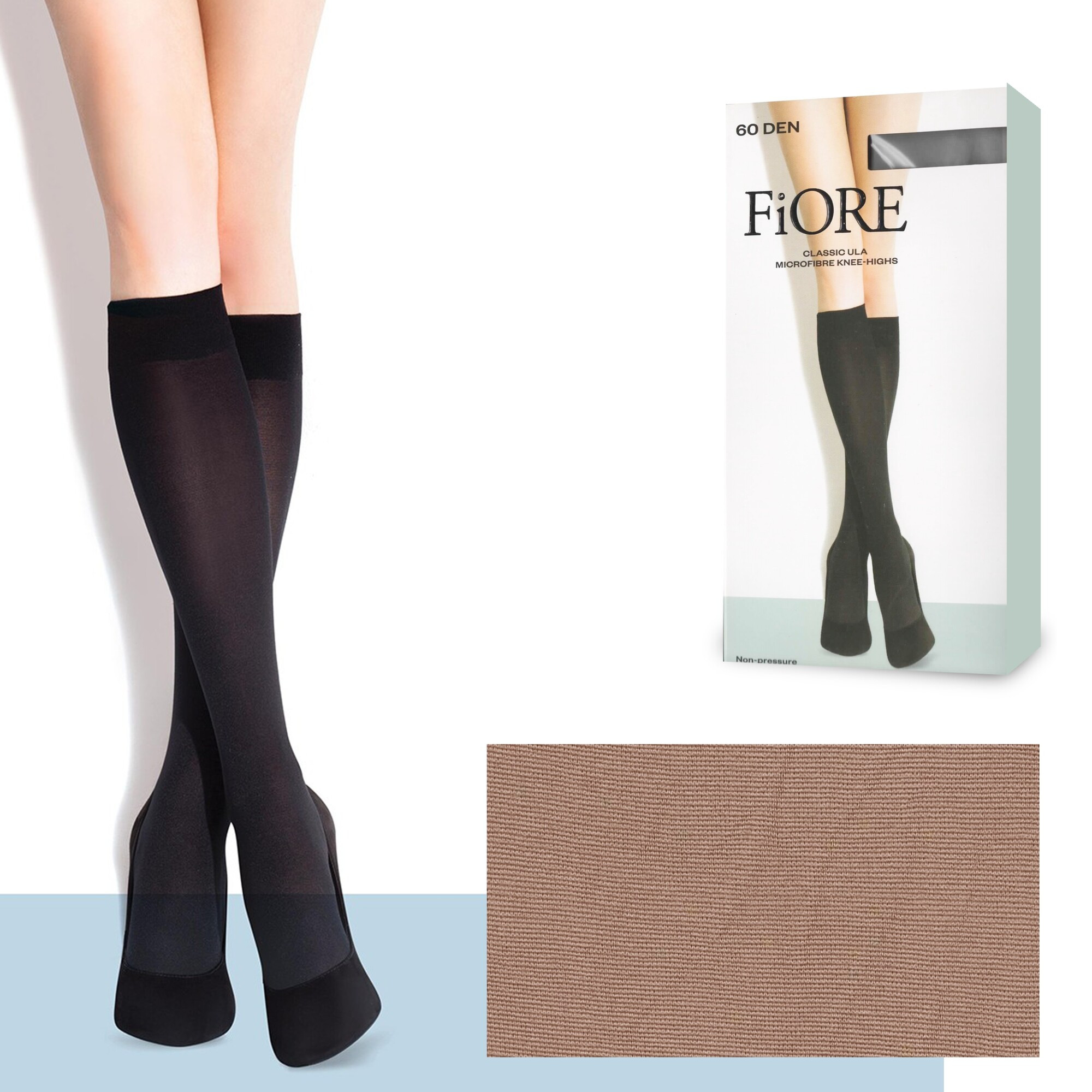 Dámske podkolienky Ula C 2101 masľou 60 DEN - Fiore UNI tmavě šedá