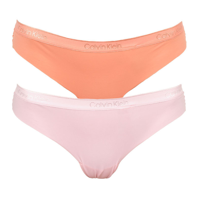 Tanga 2pcs QD3695E-CDJ oranžovorůžová - Calvin Klein XS oranžová a růžová