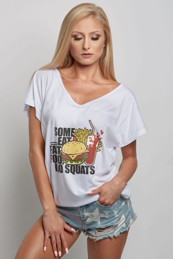 Dámské tričko - Fast Food - Gym Glamour bílá s potiskem M/L