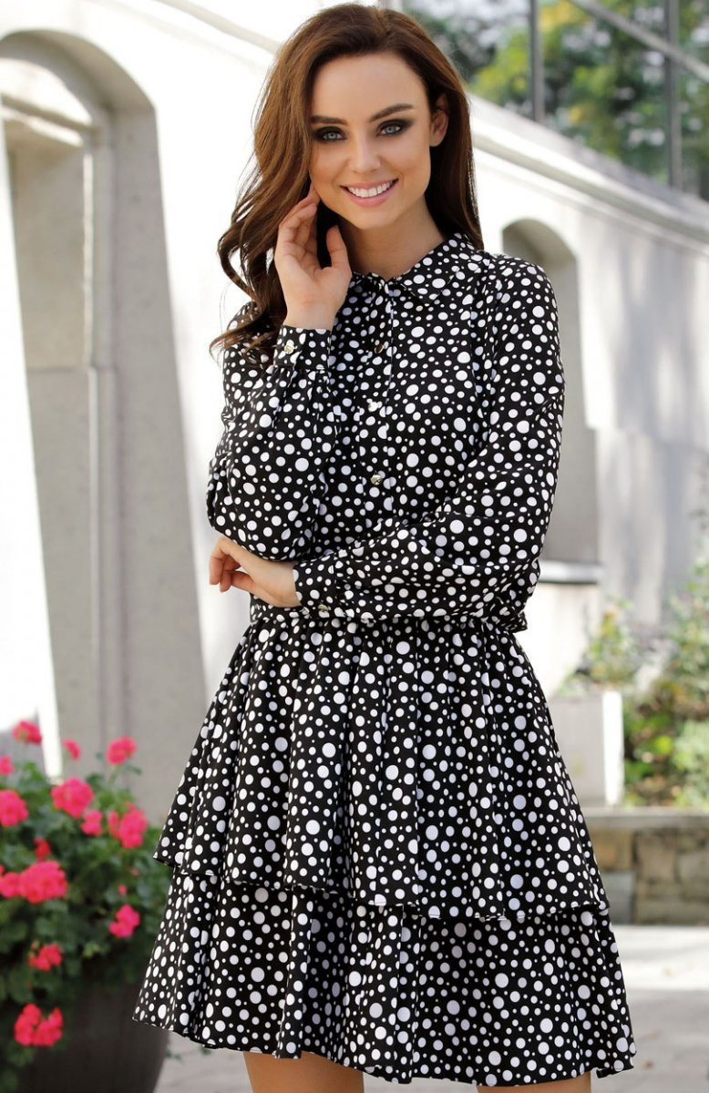 Denní šaty model 8711385 - Lemoniade Velikost: S, Barvy: černá-puntík