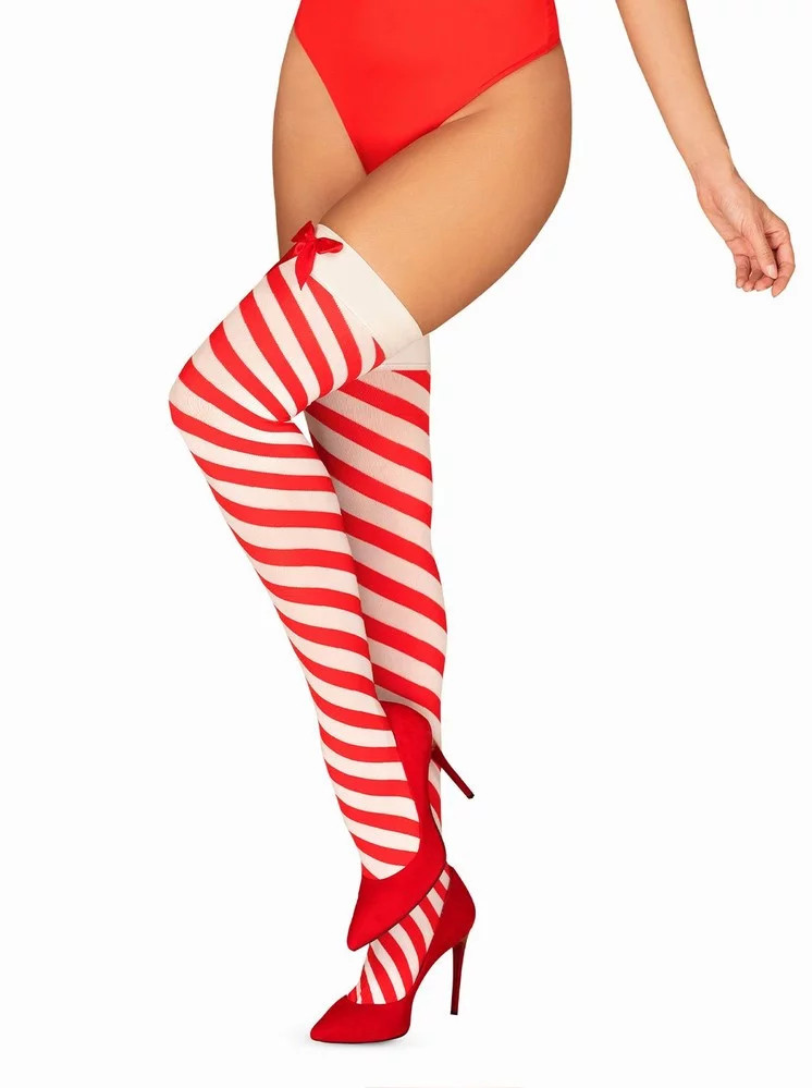 Vianočné pančuchy Kissmas stockings - Obsessive L/XL červená