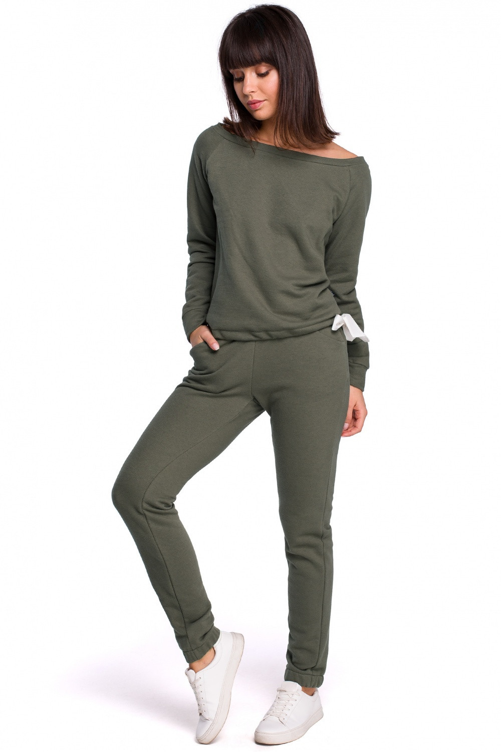 Dámské teplákové kalhoty model 13782159 olivovo zelená S36 - BeWear