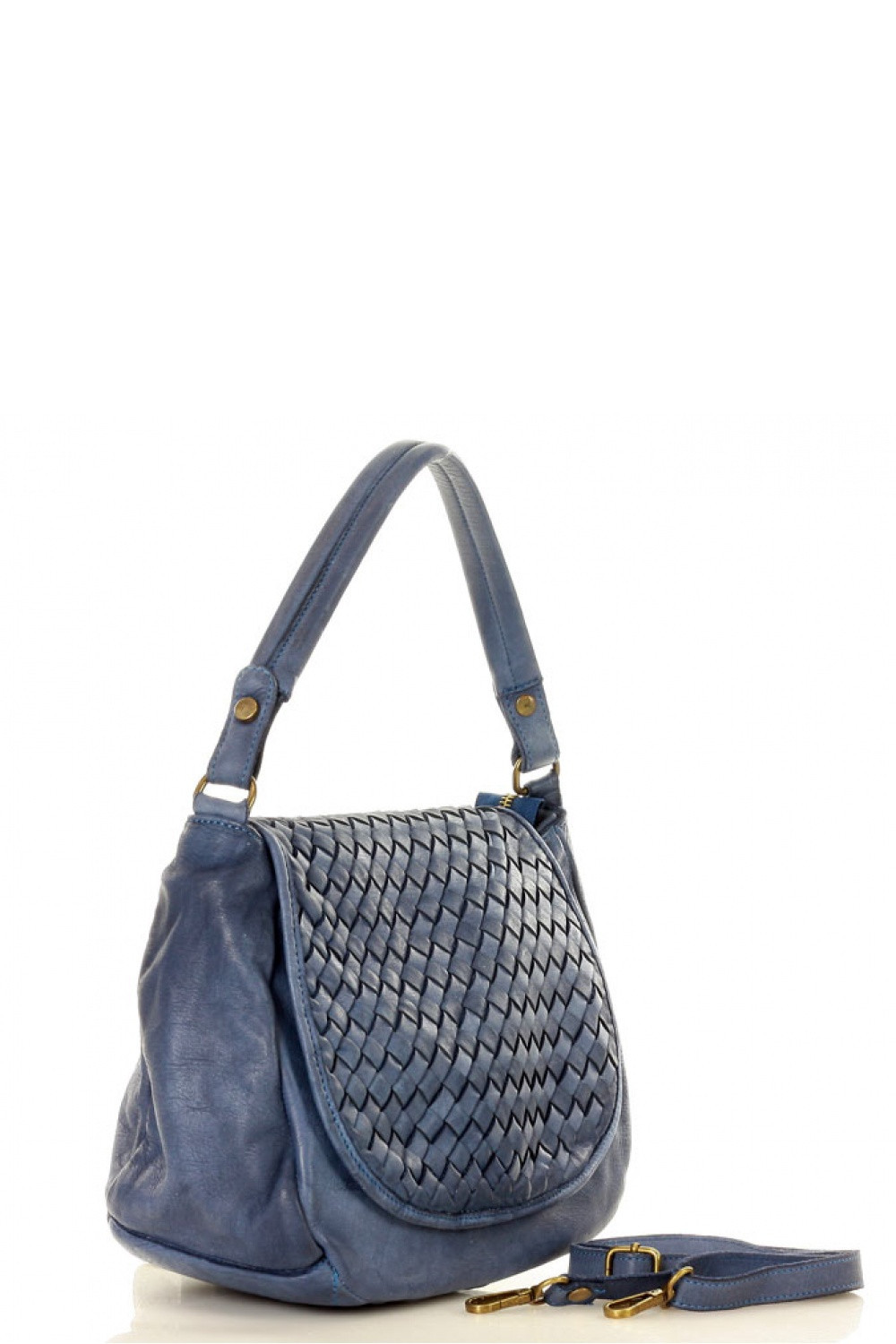 Dámská přírodní kožená taška model 133014 - Mazzini UNI tmavě modrá