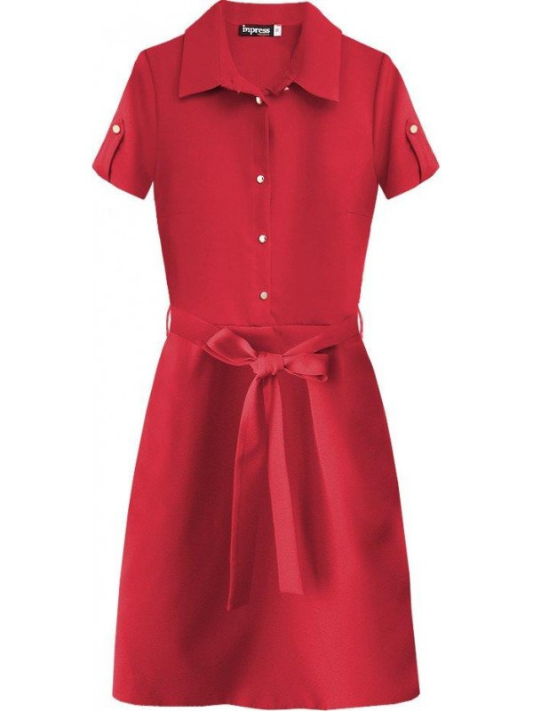 Dámské šaty s límečkem model 15278072 - Good looking Velikost: 42, Barvy: červená