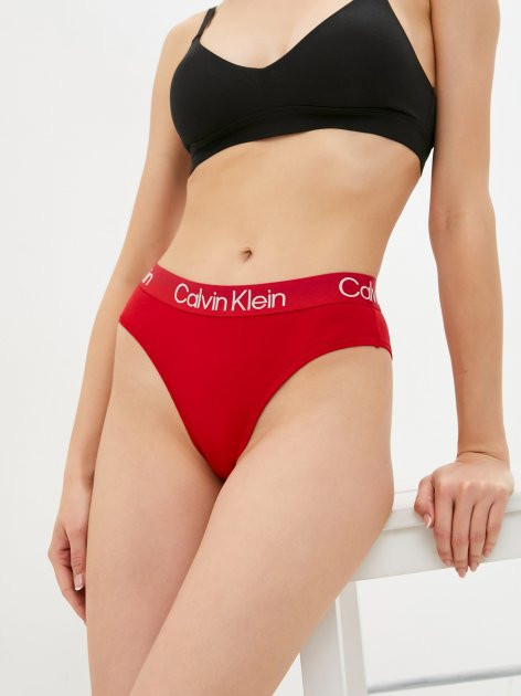 Dámské kalhotky s vysokým pasem QF6718E - XMK - Červená - Calvin Klein M červená
