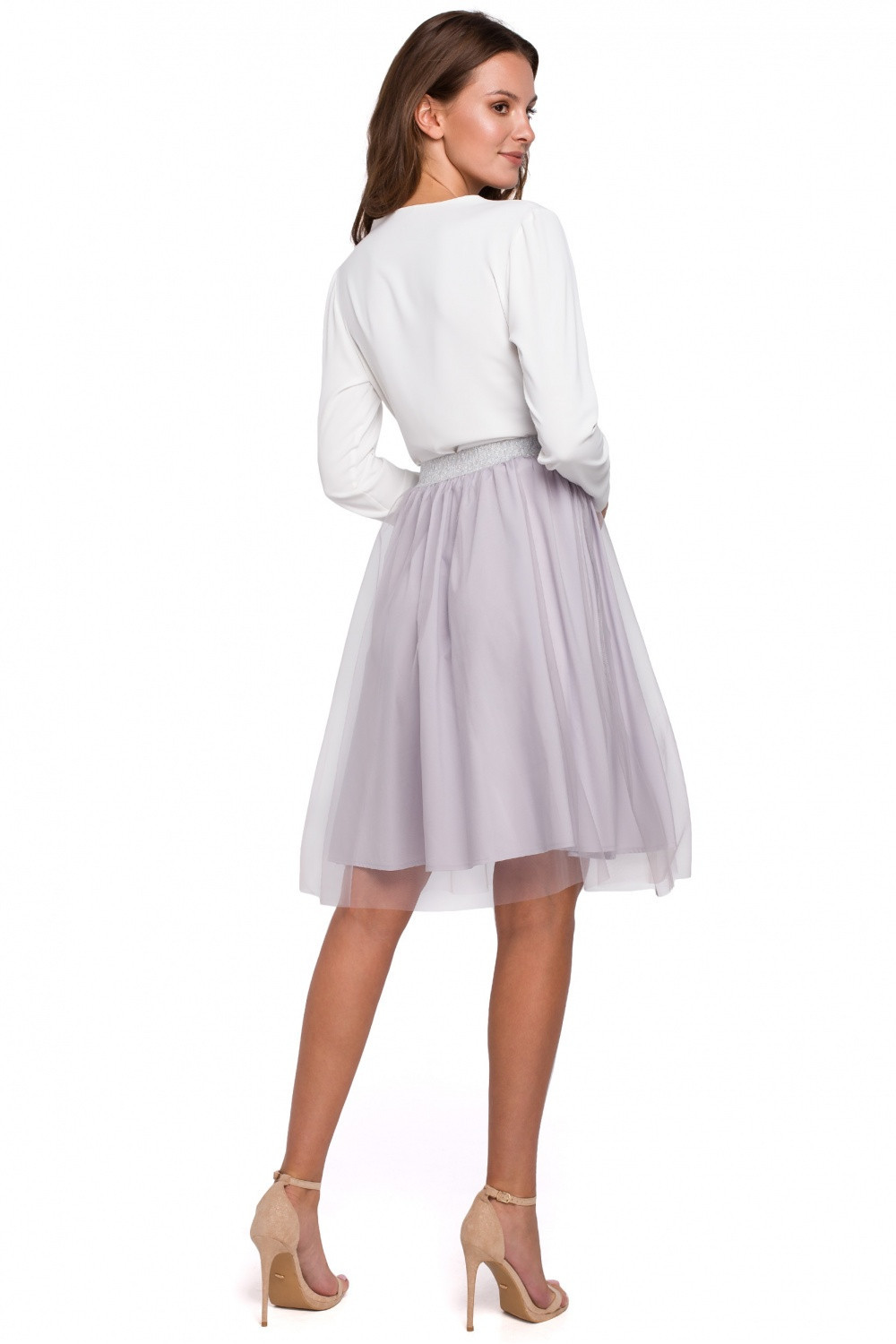 Levně Dámská sukně model 15865985 světle šedá S36 - Makover
