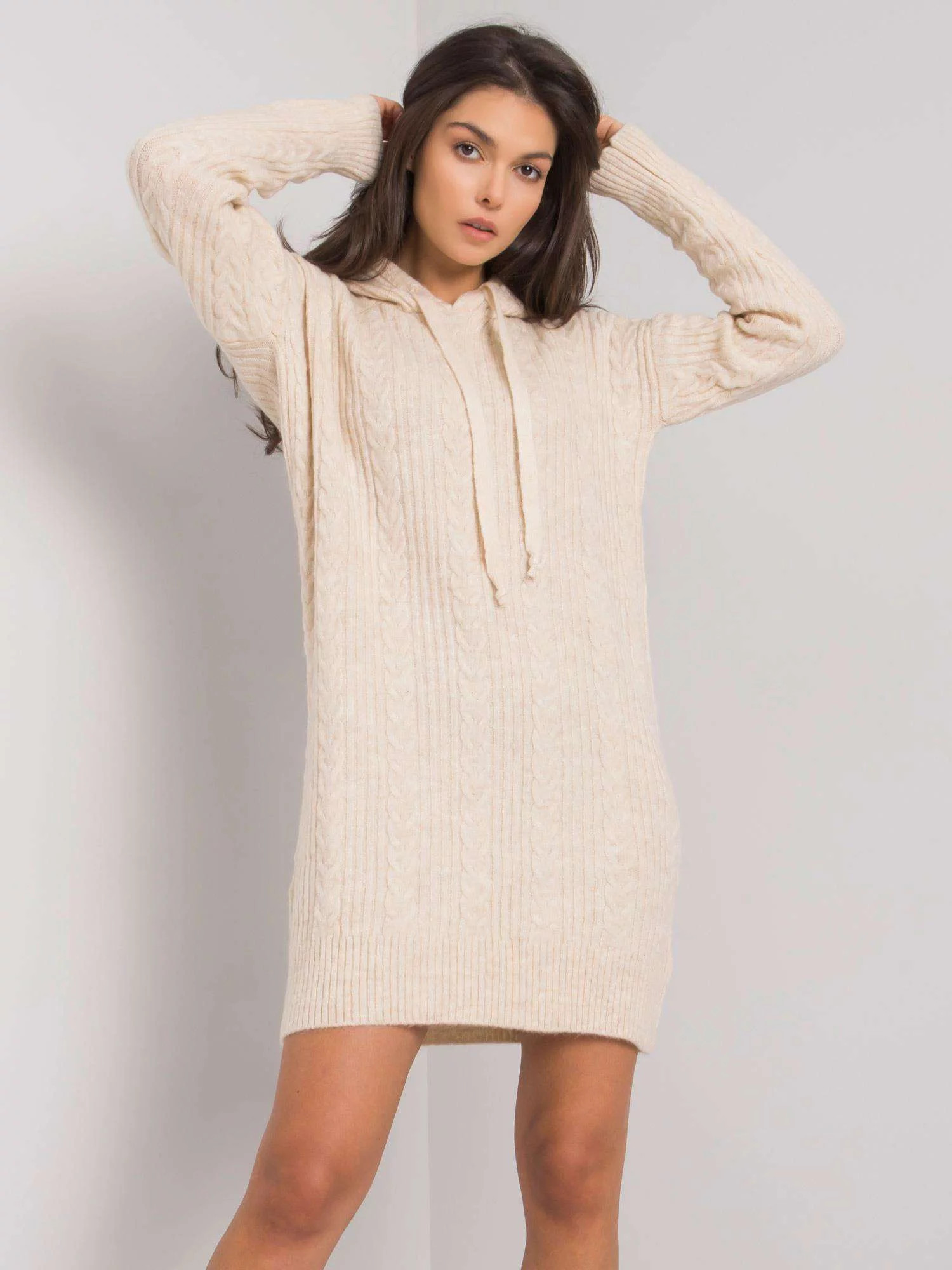 Dámské šaty s kapucí 7099 - RUE PARIS šedá one size (obrázek 4)