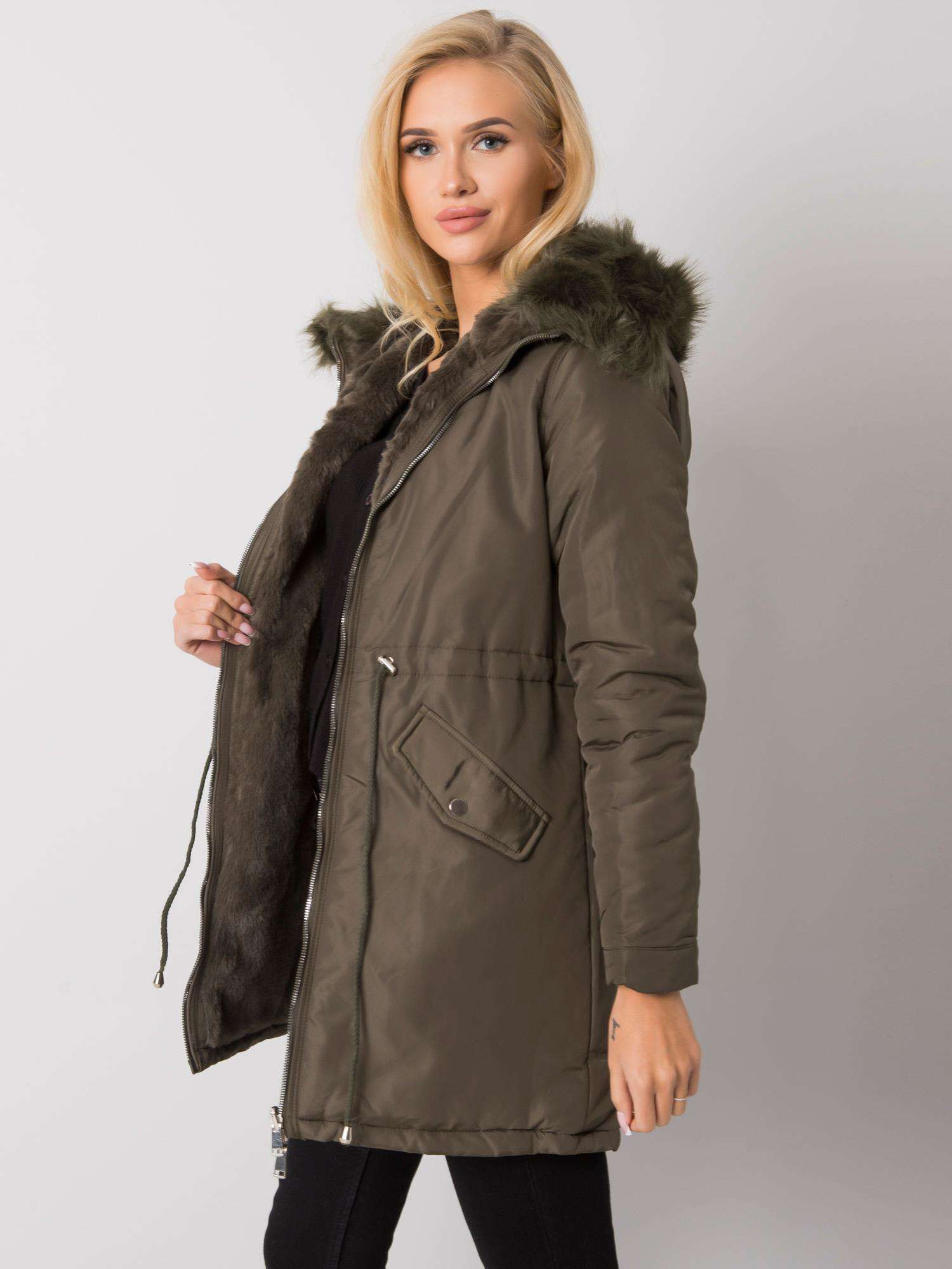 Dámská oboustranná zimní bunda model 16239006 khakitm.zelená M - FPrice