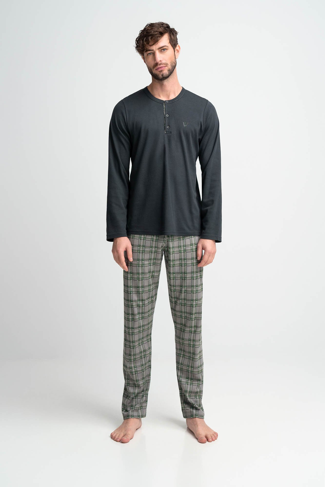 Vamp - Pohodlné dvoudílné pánské pyžamo 15955 - Vamp Velikost: XXL, Barvy: Zelená