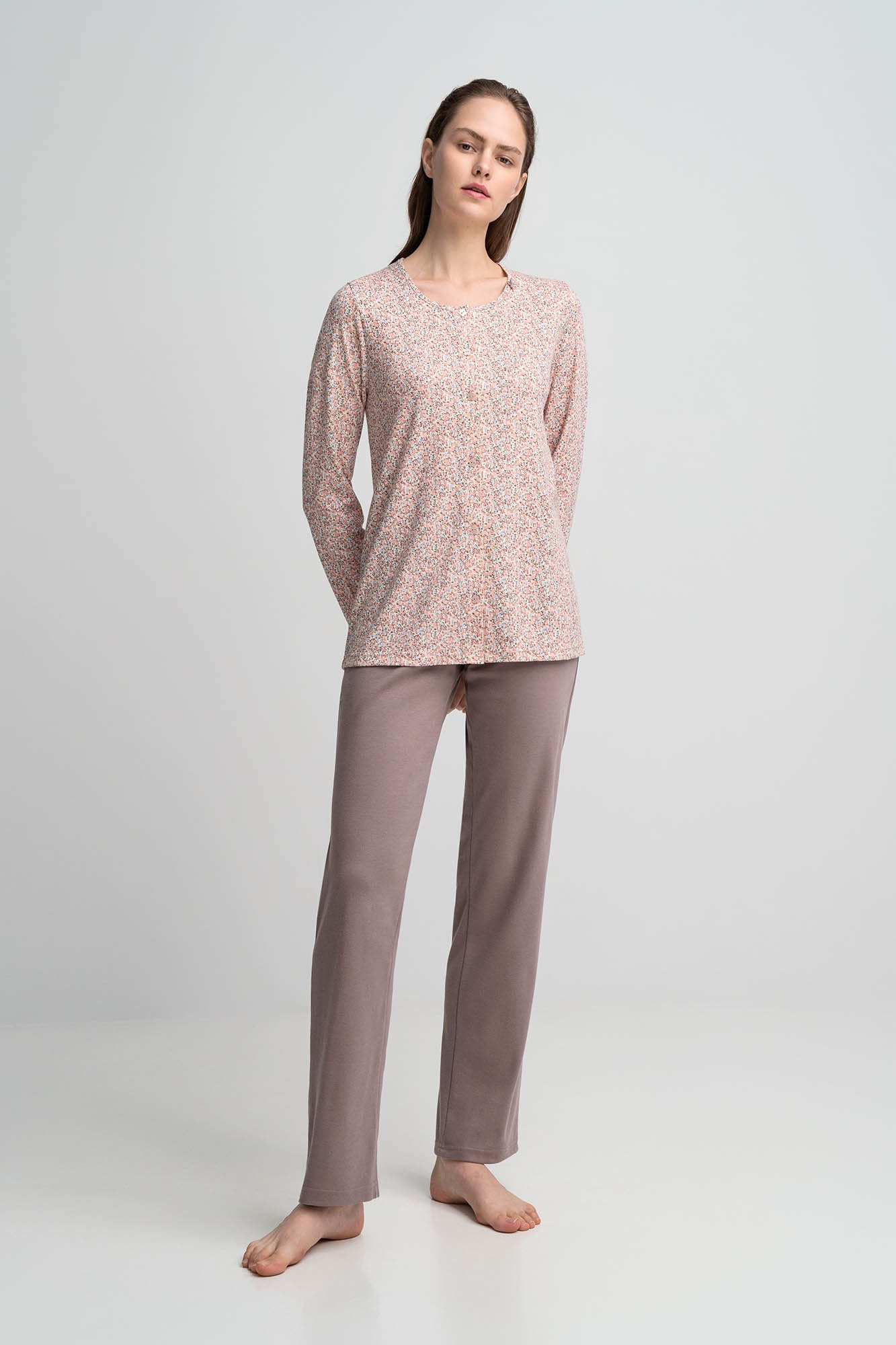 Vamp - Dvoudílné dámské pyžamo 15942 - Vamp Velikost: XL, Barvy: béžová/mocca