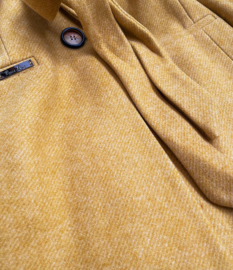 Dámský kabát s přídavkem vlny RL PL-2715.31P žlutý - Rosse Line XL žlutá