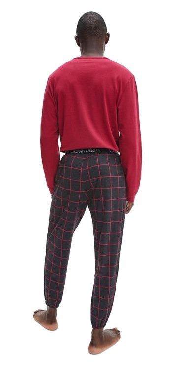 Pánské pyžamo NM2178E - V5N - vínová - Calvin Klein XL burgundsko-černá