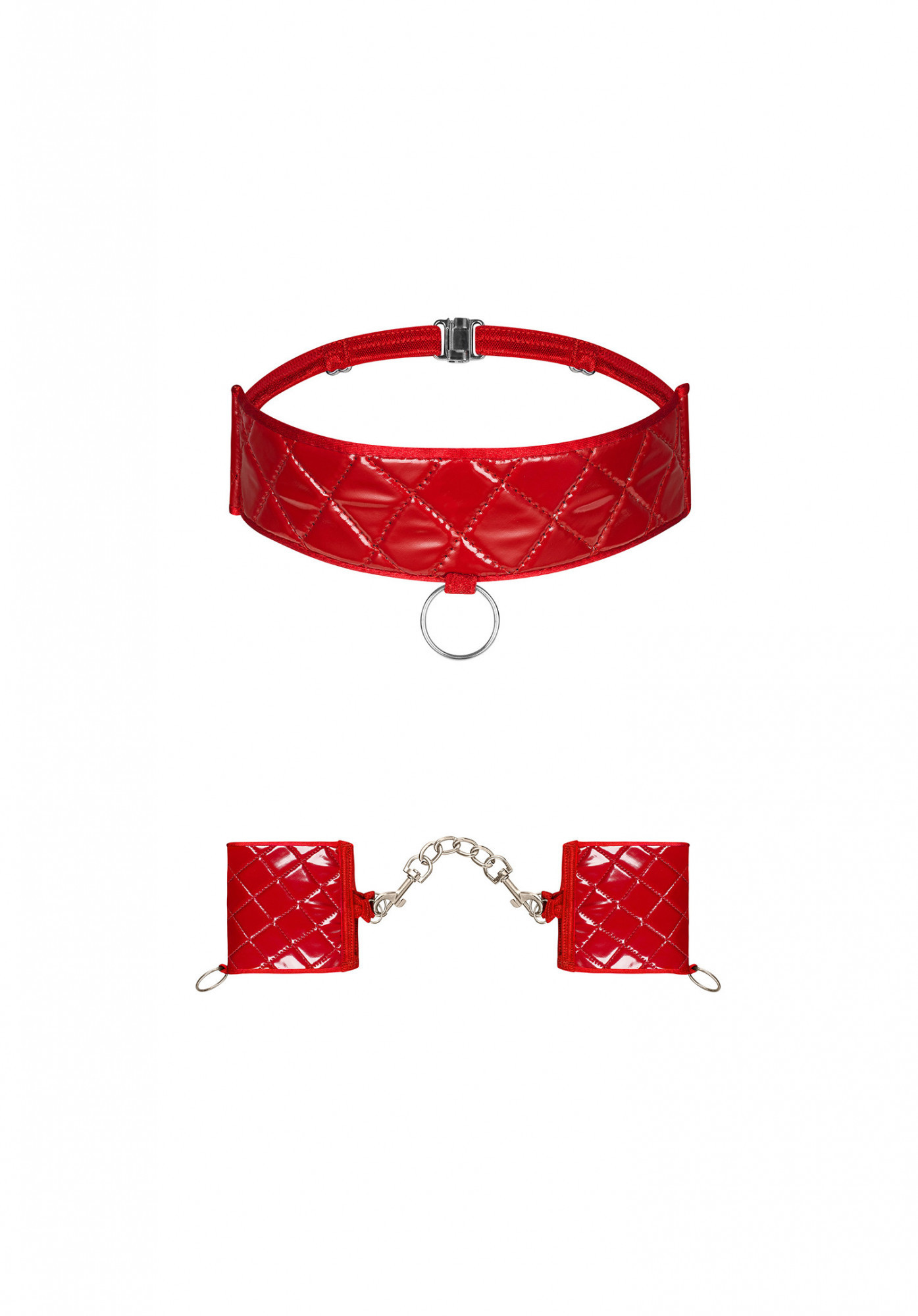 Pikantní sada Hunteria cuffs & choker - Obsessive Velikost: UNI, Barvy: červená