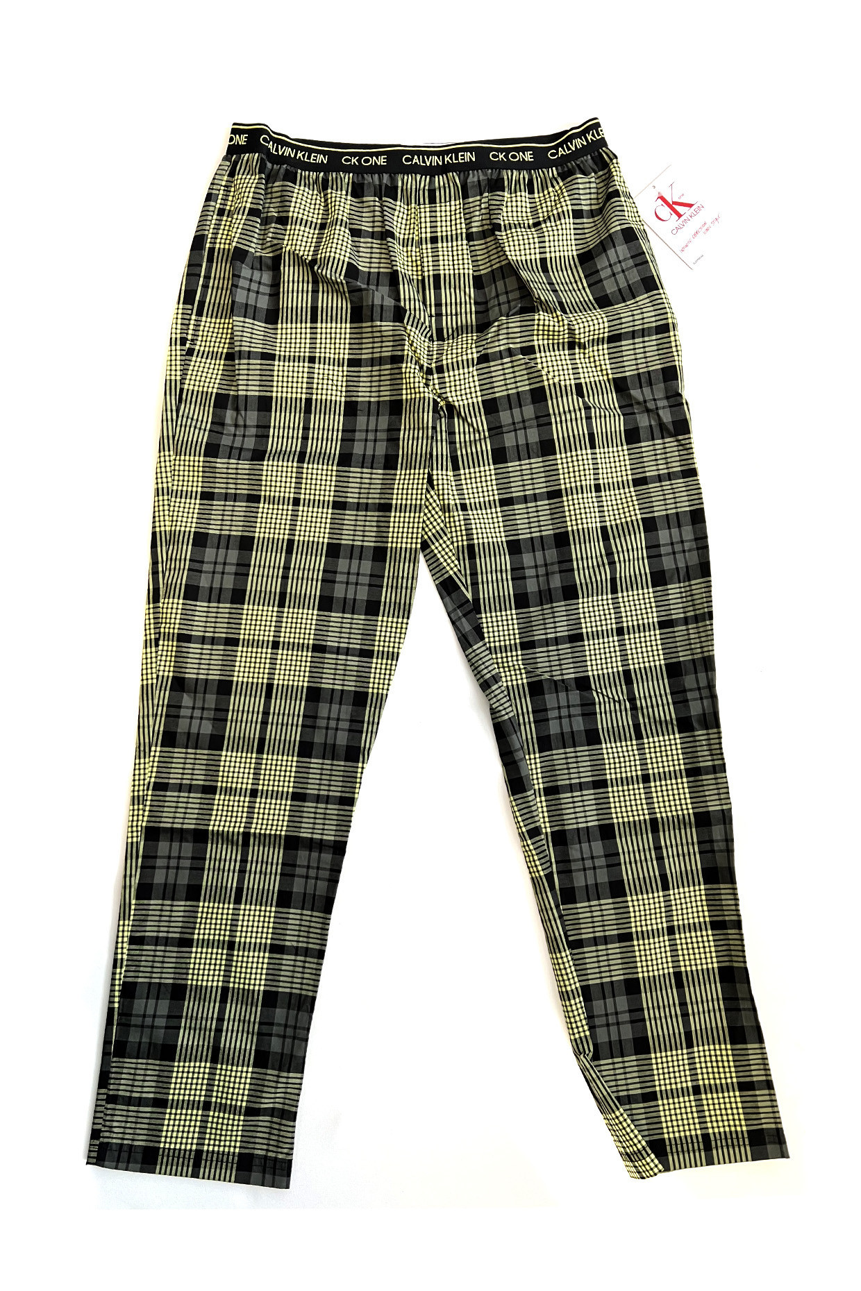 Pánské kalhoty na spaní NM1869E 1YS zeleno-černé - Calvin Klein Velikost: M, Barvy: zeleno-černá