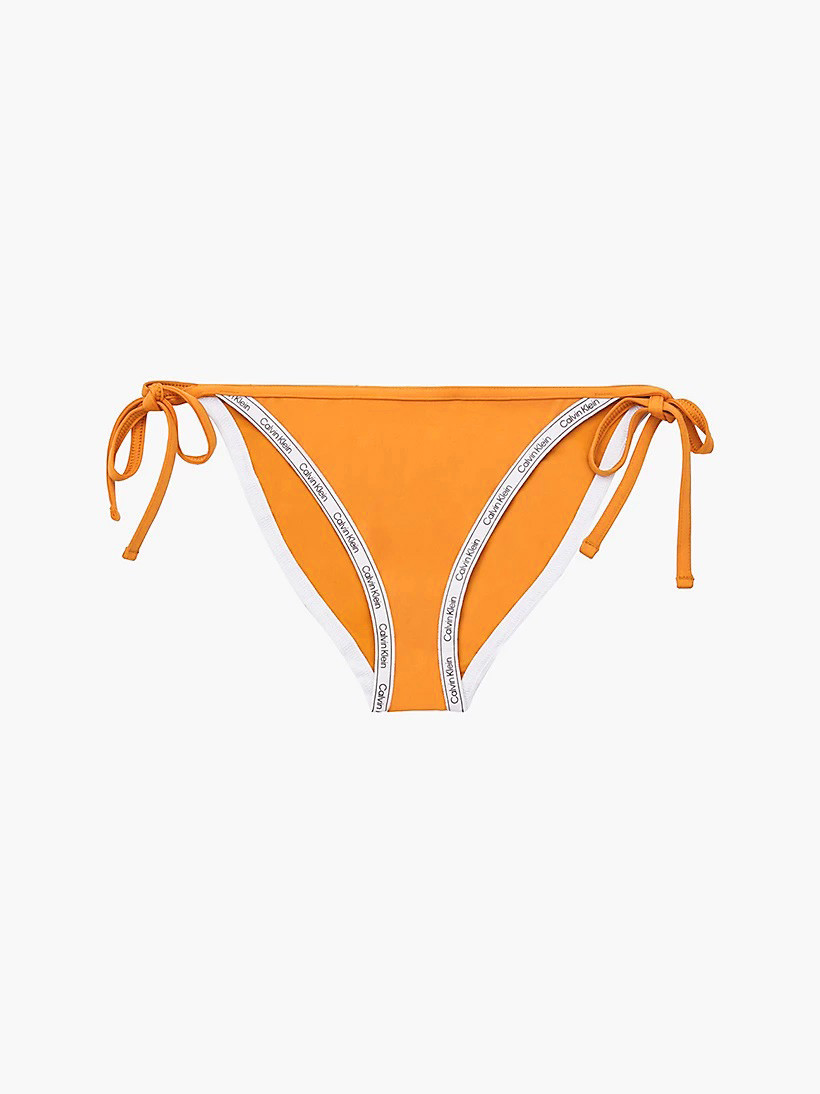 Spodní díl plavek KW01711 ZEG oranžové - Calvin Klein L oranžová a bílá